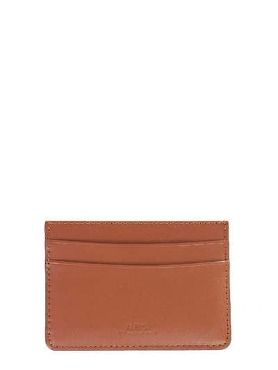 Shop Apc Card Holder With Logo In Marrone