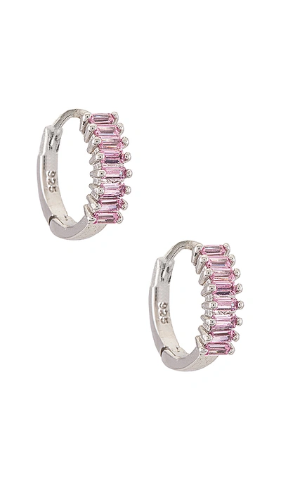 Shop The M Jewelers Ny Mini Colored Stone Huggie Earring In Metallic Silver