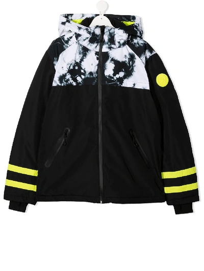 Shop Diesel Teen Tie-dye Padded Jacket In Black