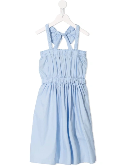 Shop Little Bambah Bow-embellished Cotton Dress In Blue