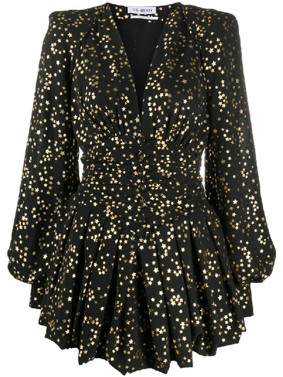 Shop Attico Star-print V-neck Dress In Black