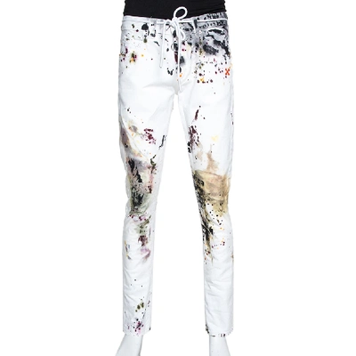 Pre-owned Off-white White Paint Splatter Denim Slim Fit Jeans M