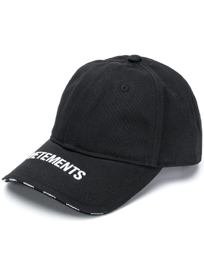 Shop Vetements Baseball Cap In Black