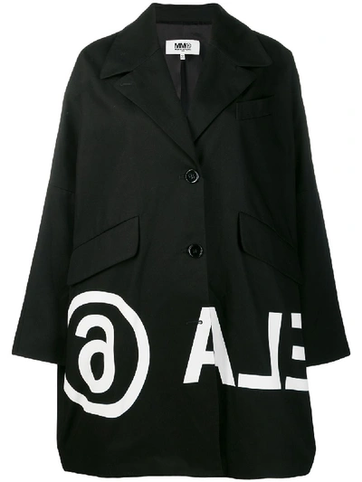 Shop Mm6 Maison Margiela Oversize Coat In Black