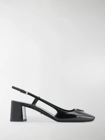 Shop Prada Leather Pumps In Black