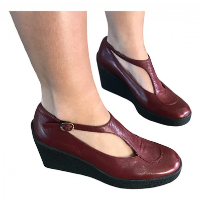 Pre-owned Robert Clergerie Burgundy Leather Sandals