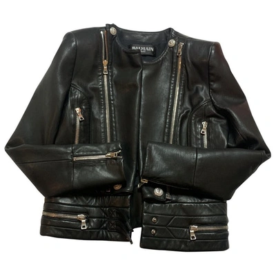 Pre-owned Balmain Black Leather Jacket