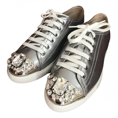 Pre-owned Miu Miu Exotic Leathers Trainers In Silver
