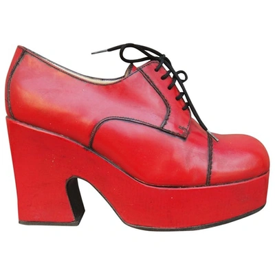 Pre-owned Sartore Leather Lace Ups In Red