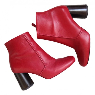 Pre-owned Claudie Pierlot Red Leather Ankle Boots