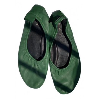 Pre-owned Celine Green Leather Ballet Flats