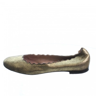 Pre-owned Chloé Leather Ballet Flats In Gold