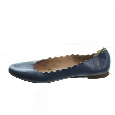 Pre-owned Chloé Leather Ballet Flats In Blue