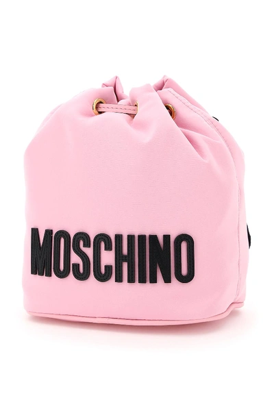 Shop Moschino Teddy Bear Mini Bucket Bag In Pink,black