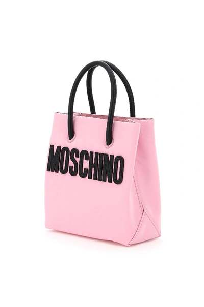 Shop Moschino Teddy Bear Mini Tote Bag In Pink,black