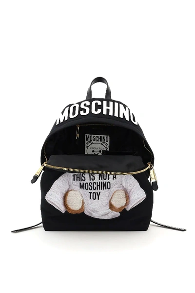 Shop Moschino Teddy Bear Sunglasses Backpack In Black,white