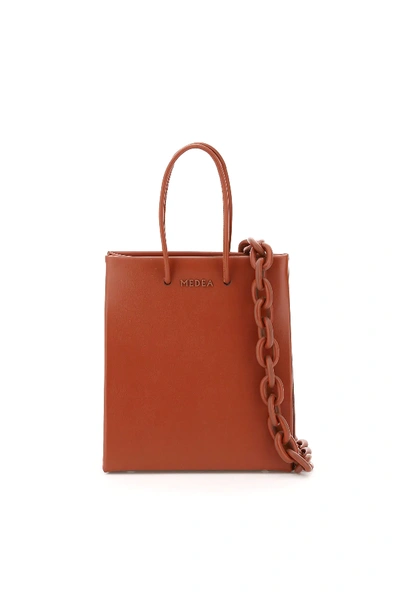 Shop Medea Short Prima Bag With Leather Chain In Brown