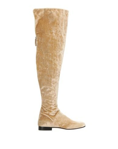 Shop Alberta Ferretti Knee Boots In Sand