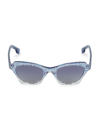 Shop Burberry 49mm Glitter Square Sunglasses In Blue Grey