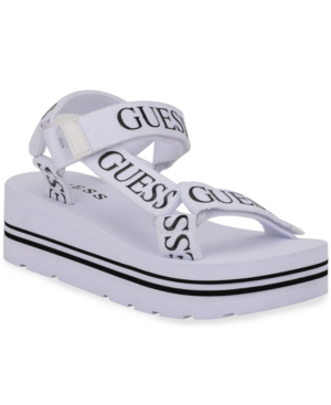 guess avin logo platform sandals