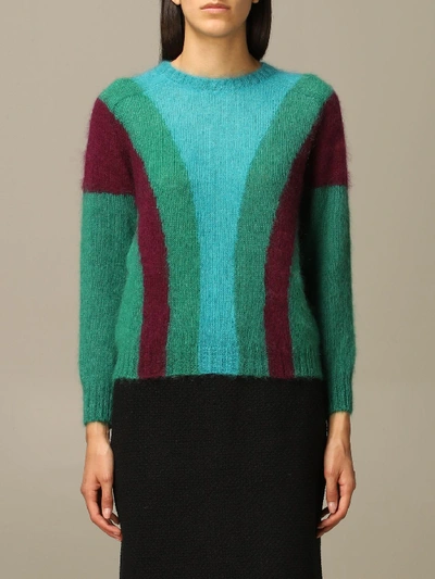 Shop Alberta Ferretti Mohair And Virgin Wool Sweater In Green