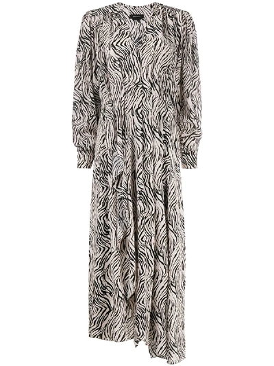 Isabel Marant Zebra-print Long Dress In Neutrals