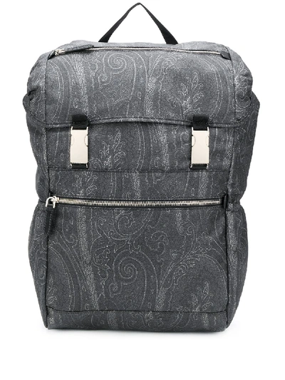Shop Etro Paisley Print Backpack In Black