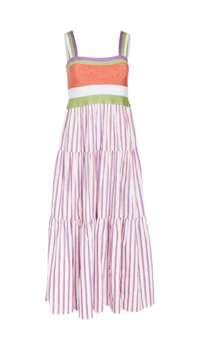 Shop Tanya Taylor Claudia Dress In Orchid Stripe