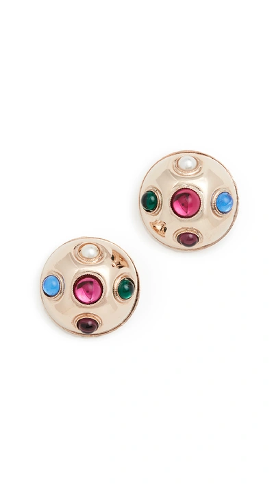 Shop Anton Heunis Post Half Sphere Earrings In Multicolor/gold