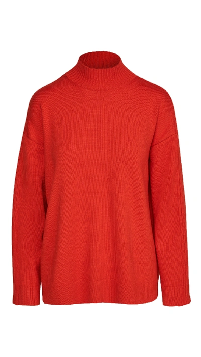 Shop Monse Ribbed Cowl Back Knit Sweater In Red