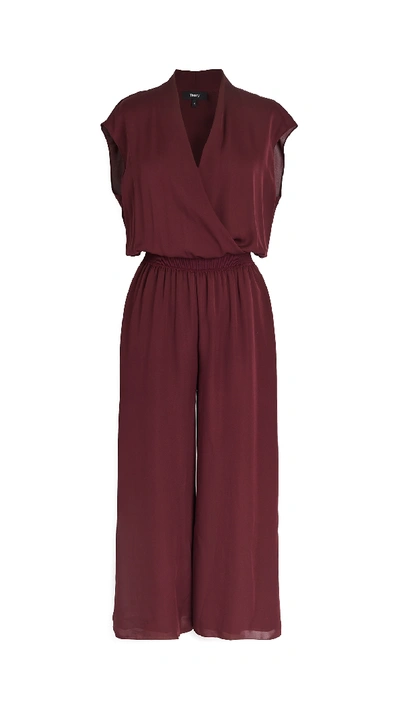 Shop Theory Draped Combo Jumpsuit In Bordeaux