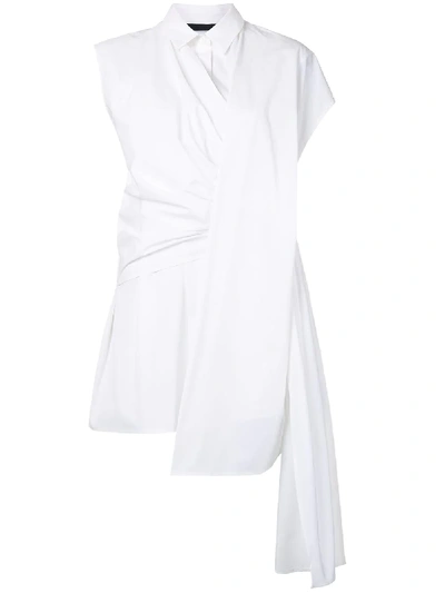 Shop Juunj Draped Front Longline Shirt In White