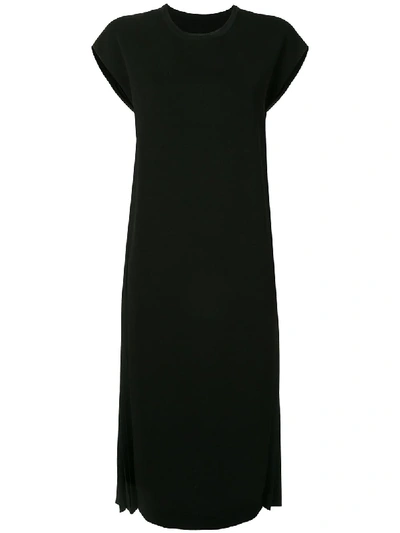 Shop Juunj Side Pleated Dress In Black