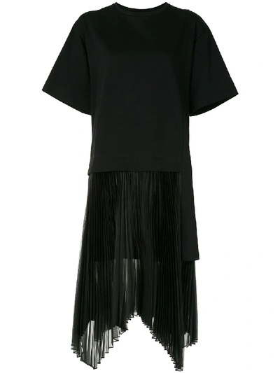 Shop Juunj Pleated Detail Dress In Black