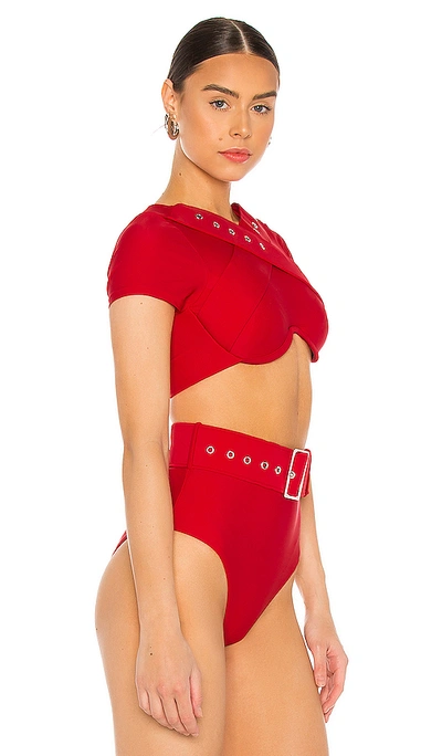 Shop Andrea Iyamah Kamari Bikini Top In Red