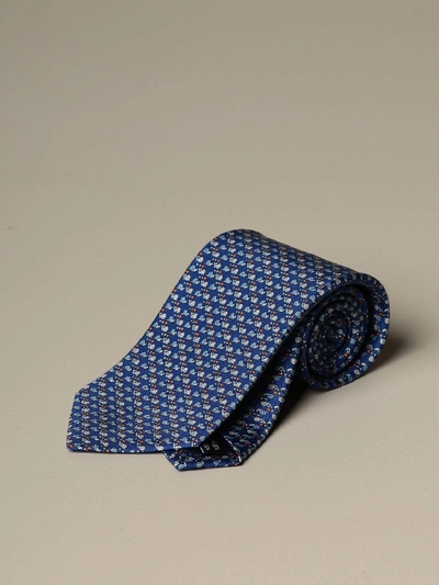 Shop Ferragamo Silk Tie With Snail Pattern In Gnawed Blue