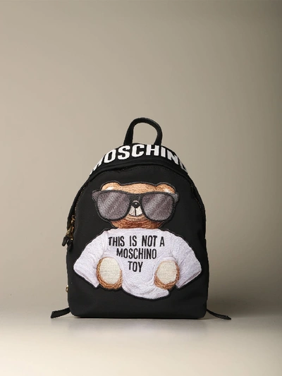Shop Moschino Couture Nylon Backpack With Teddy In Black
