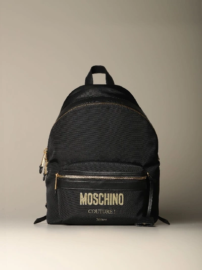 Shop Moschino Couture Backpack In Canvas With Logo In Black