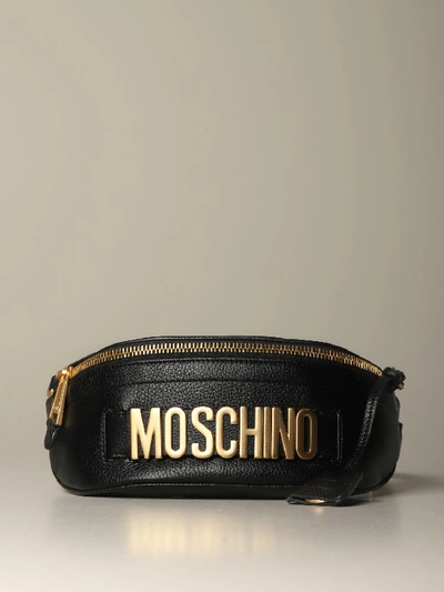 Shop Moschino Couture Leather Belt Bag With Logo In Black