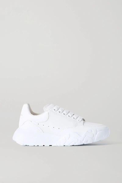 Shop Alexander Mcqueen Leather Sneakers In White