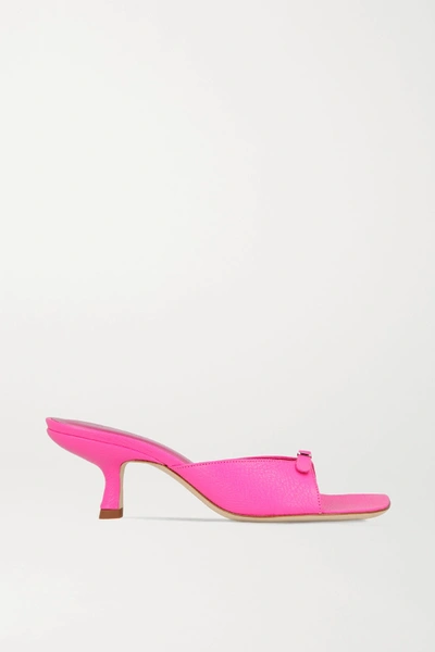 Shop By Far Erin Buckle-embellished Leather Mules In Pink