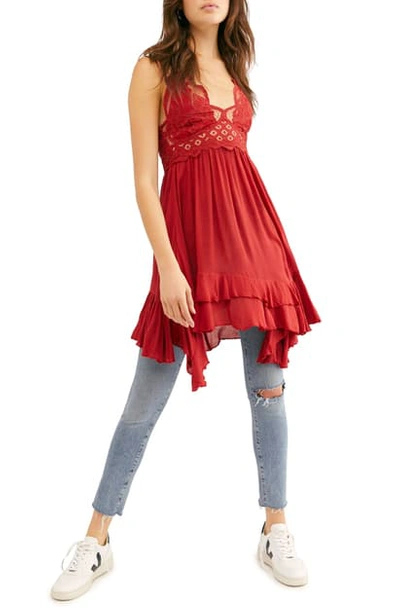 Shop Free People Intimately Fp Adella Frilled Chemise In Dark Cherry