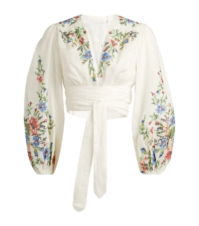 Shop Zimmermann Juliette Floral Wrap-around Blouse