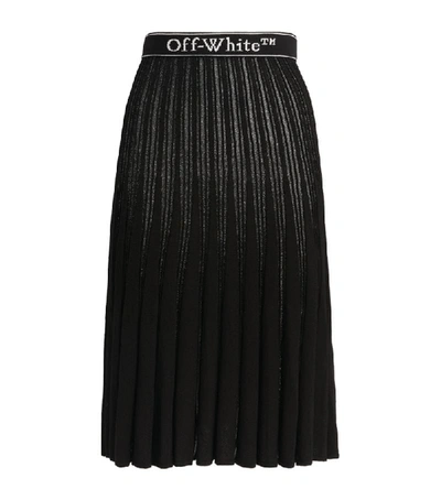 Shop Off-white Plissé Pleat Logo Midi Skirt