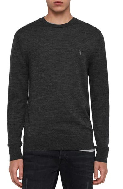 Shop Allsaints Mode Slim Fit Merino Wool Sweater In Cinder Black Mouline
