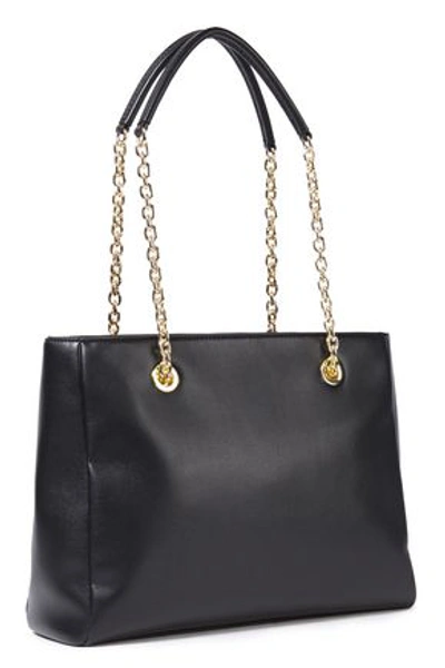 Shop Love Moschino Bow-embellished Faux Leather Tote In Black