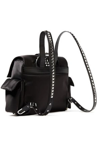 Shop Michael Michael Kors Studded Satin And Faux Leather Backpack In Black