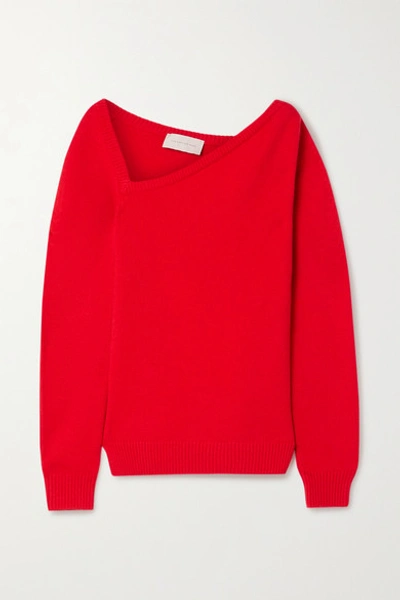 Shop Christopher Kane Asymmetric Wool And Cashmere-blend Sweater In Red