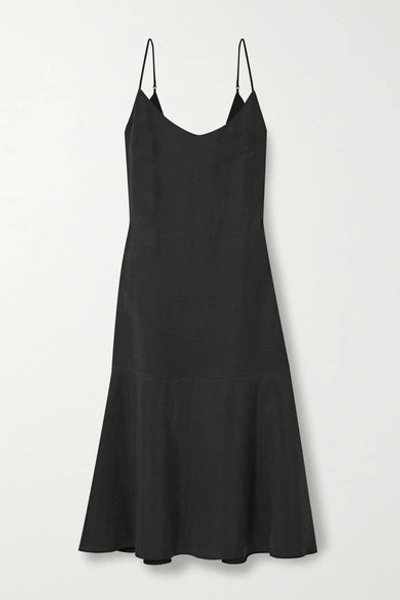 Shop Alex Mill Stella Tencel And Linen-blend Midi Dress In Black