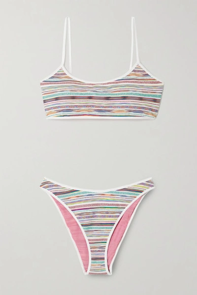 Shop Missoni Mare Striped Metallic Stretch-knit Bikini
